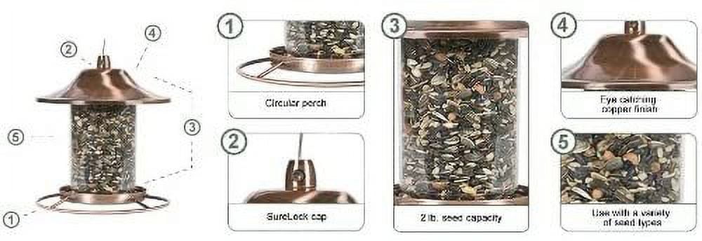 Perky-Pet Copper Panorama Bird Feeder 312C 2-Pack