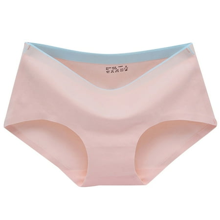 

Promotion! New Female Panties Seamless Ice Silk Safety Pants Casual Women s Solid Color Summer Panties Mid Waist Underwear Pink L