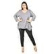 thumbnail image 4 of Blusa asimetrica con pedreria Roman Fashion /Tallas Extras, 1-204N (Gris) gris 38, 4 of 6
