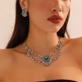 thumbnail image 2 of Vintage Cubic Zirconia Earrings Bohemian Flower Layered Pendant Necklace Jewellery Set for Women Tassel Beaded Boho Wedding Cocktail Party Birthday Christmas Anniversary Unique Jewelry Gifts, 2 of 11