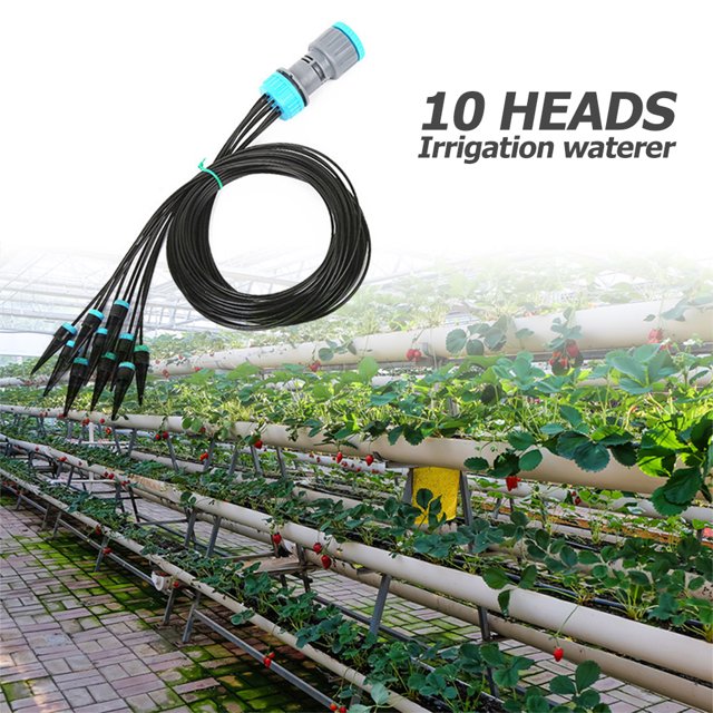 Kit De Riego Por Goteo Kit de riego por goteo de 10 cabezales Sistema de riego de plantas de invernadero ajustable