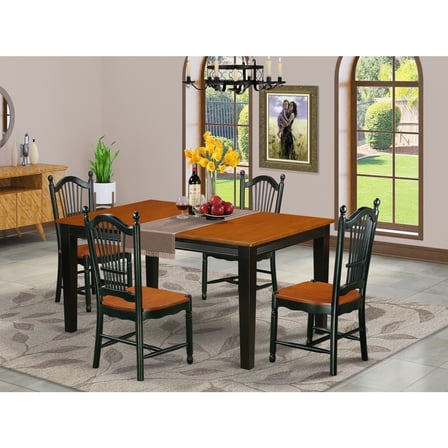 Kitchen Table Set 5 Piece Dining Room Set Wood Chairs Black Cherry Finish