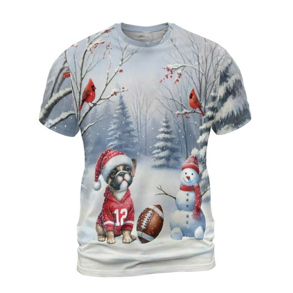 Hello Winter French Bulldog Football Snowman Welcome Snowy Morning All Over Print 3D Shirt Unisex Merch Dog Lover Gifts - 01012
