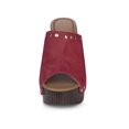 thumbnail image 6 of BLISSFUL STEP Women's Open Toe Platform Block Heel Slide Sandals Burgundy 6.5, 6 of 6