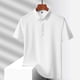 thumbnail image 4 of Blusa y camisa de manga corta con cuello vuelto para hombre, color liso, informal, holgada, a la moda, de seda helada, sin costuras, transpirable, elástica, con botones, de cedro, blusa de manga corta, 4 of 6