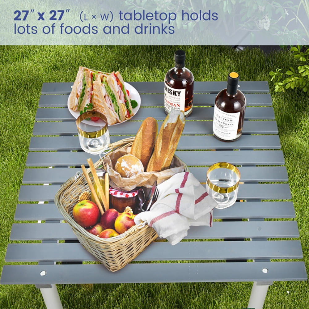 Aimee Lii Folding Outdoor Camping Table with Carrying Bag for Picnics and Party, Camp Tables PorTable Foldable, Gray