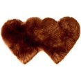 thumbnail image 2 of Double Heart Shaped Area Rug 2'x4' Fluffy Faux Sheep Skin Fur Area Rug Modern Carpet Fuzzy Rug Mat for Bedroom Kitchen Bathroom Living Room, Brown, 2 of 3