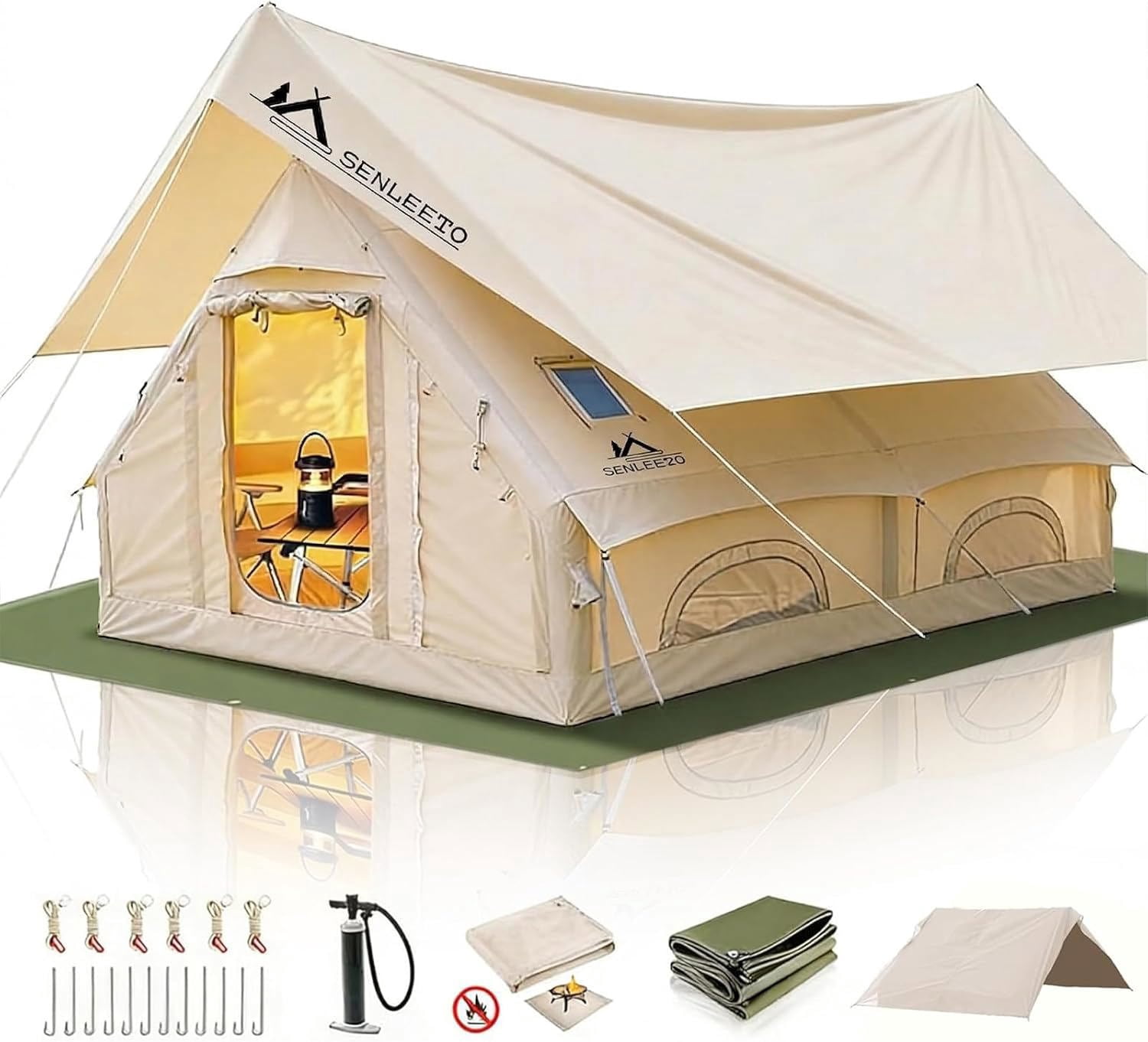 8-10 Person 420D Oxford Tent + Canopy + Floor Mat