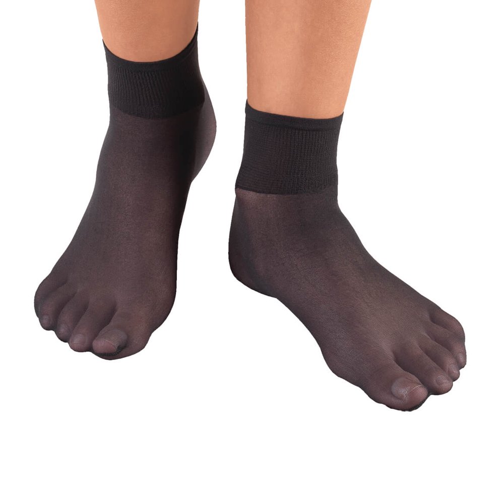 Bigbolo Diabetic Nylon Ankle Hose 5 PairsBlack