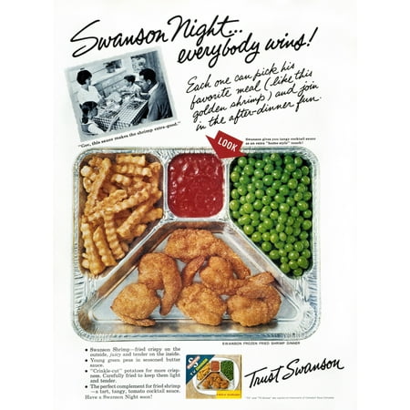 Tv Dinner Ad 1963 NSwanson Night  Everybody Wins Advertisement For SwansonS Tv Dinners From An American Magazine 1963 Rolled Canvas Art -  (24 x (Best Frozen Dinner Rolls)