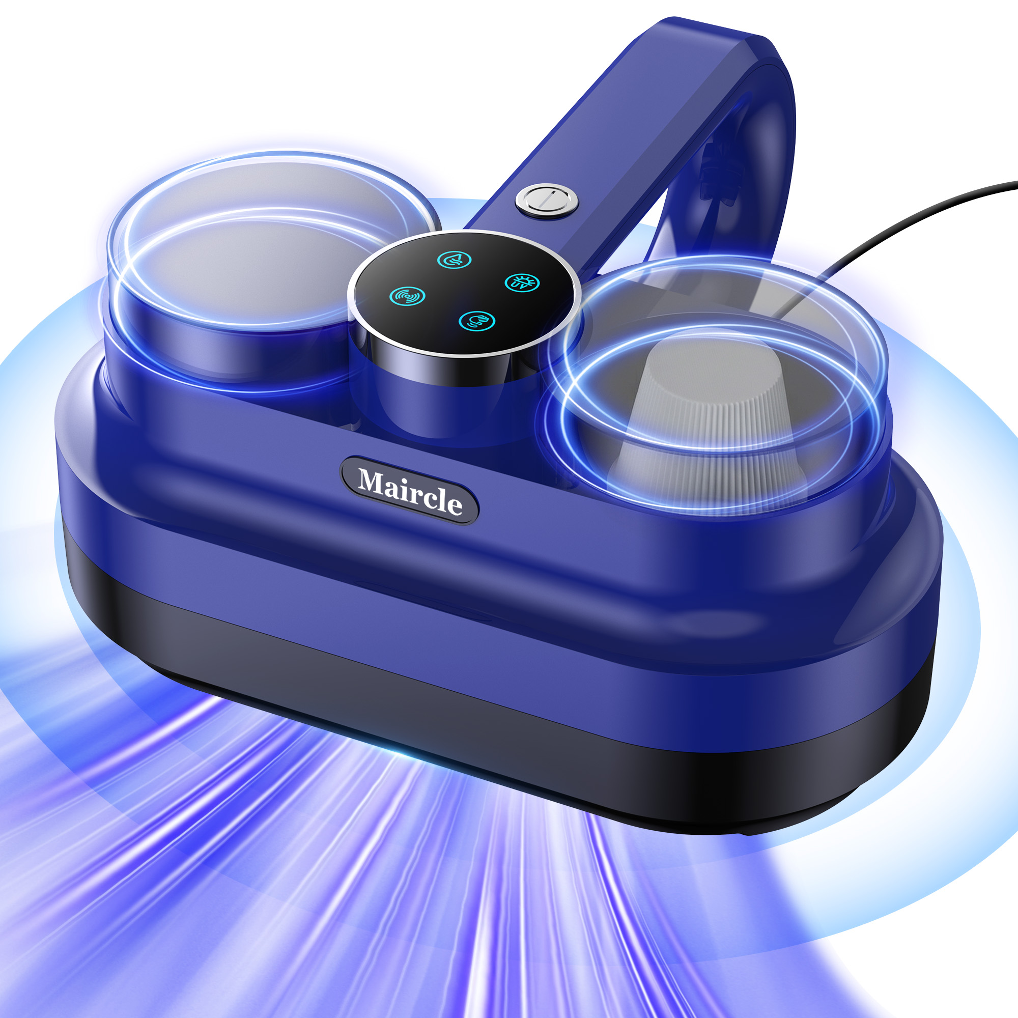 Maircle Mattress Vacuum Cleaner, Corded Bed Vacuum with 253.7nm UV-C Light, Ultrasonic & High Heating 16Kpa Powerful Double-Cup Handheld Vacuum for Bed, Sofa, Couch