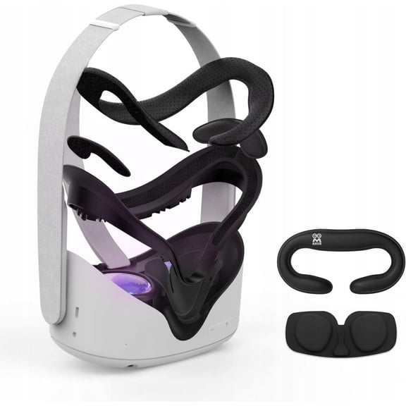 Facial Interface Bracket Face Cover for Oculus Quest 2 - Meta Accessories Eyes Vent Soft Cushion Foam Leather Skin Enhance Comfort with Lens Spacer Protector, Block Light (7-Pcs Set)