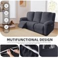 thumbnail image 6 of Recliner Sofa Covers - Stretch Reclining Couch Covers with Stripe Jacquard - 3 Seat Cushion Slipcovers with Soft Fabric - Furniture Protector for Pet Kid (Dark Gray), 6 of 16