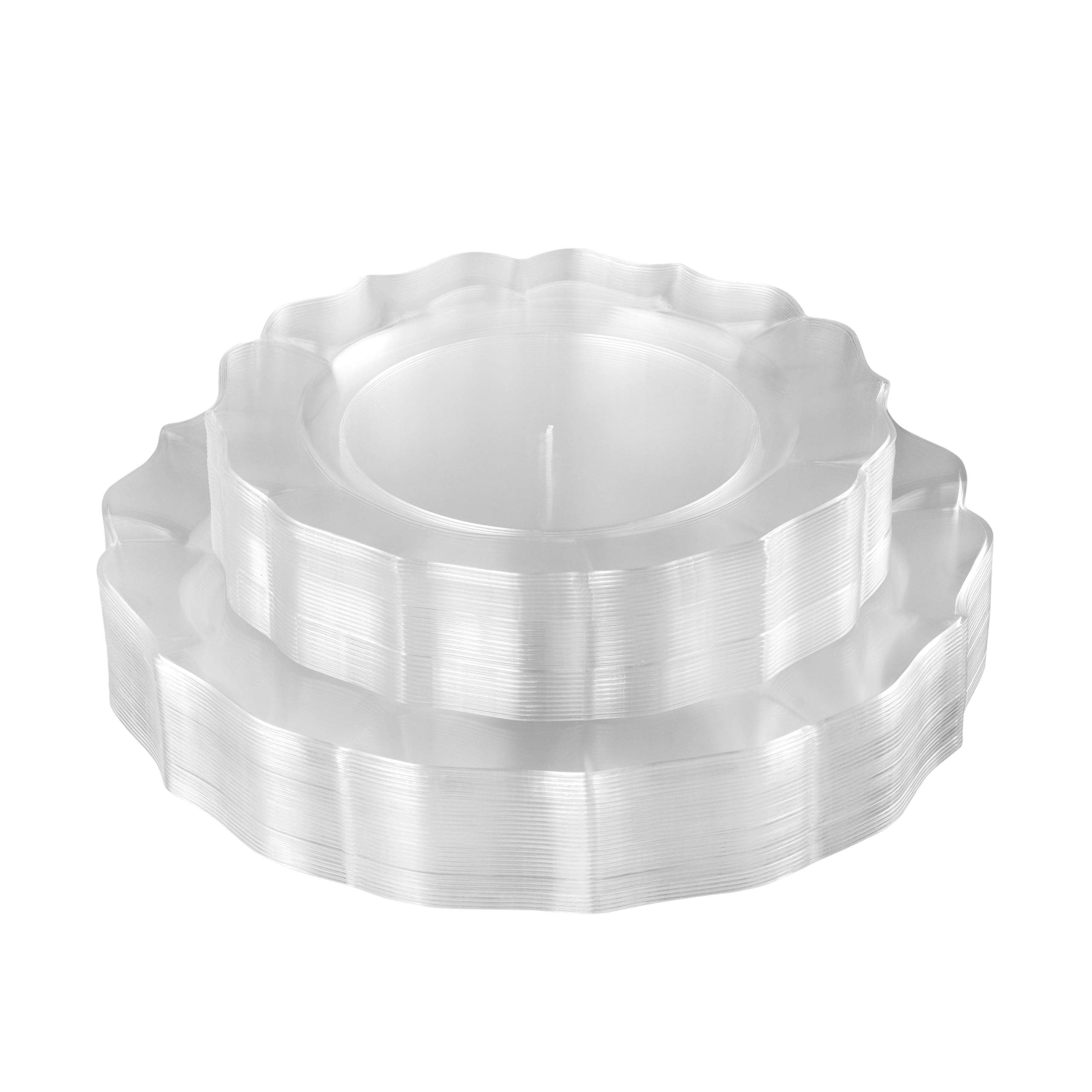 Clear Plastic Plates, Scalloped Rim Disposable Party Plates, 20 10 inch ...