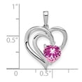 thumbnail image 3 of Auriga Sterling Silver Rhod-plated Created Pink Sapphire/Diamond Pendant for Women (L-25.1mm, W-16.7mm), 3 of 6