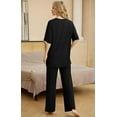 thumbnail image 4 of UZMOG Pajamas for Women Set, 2 Piece Lounge Set Short Sleeve Tops and Long Pants Soft Pjs Loungewear with Pockets, 4 of 6