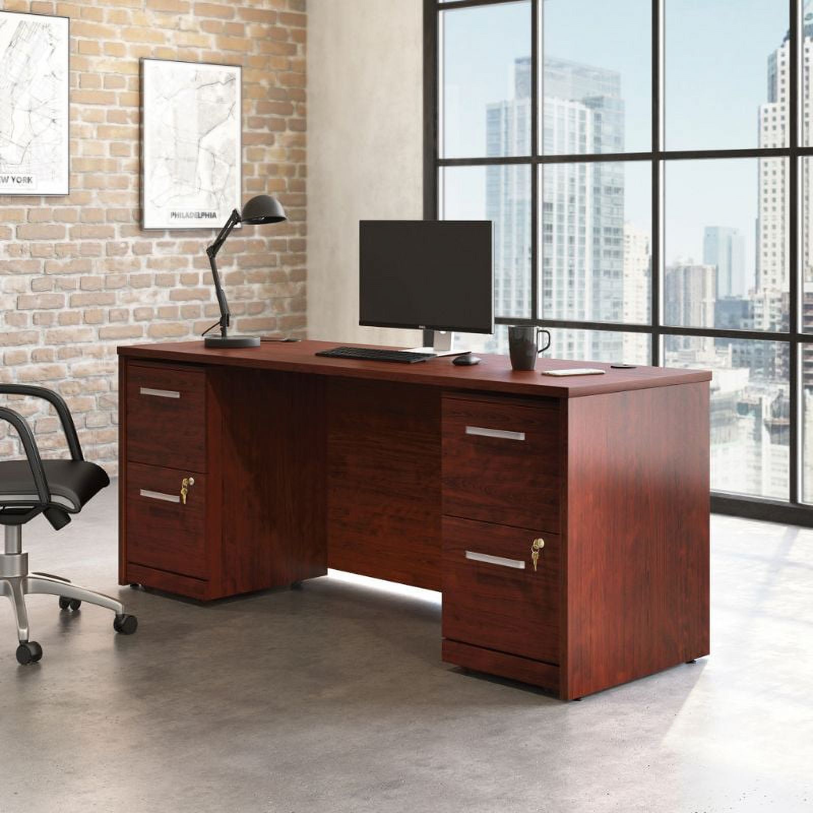 UrbanPro 72" x 24" Shell and Two 2-Drawers Mobile File Cabinet in Cherry - image 3 of 3