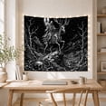 thumbnail image 5 of Armchair Bookshelf Cat with Monochromatic Engraving Woodcut, Cozy Dark Academia for Book Lovers, Wall Decor, Halloween Gift, Tapestry Wall Hanging for Dorm and Living Room, 5 of 7