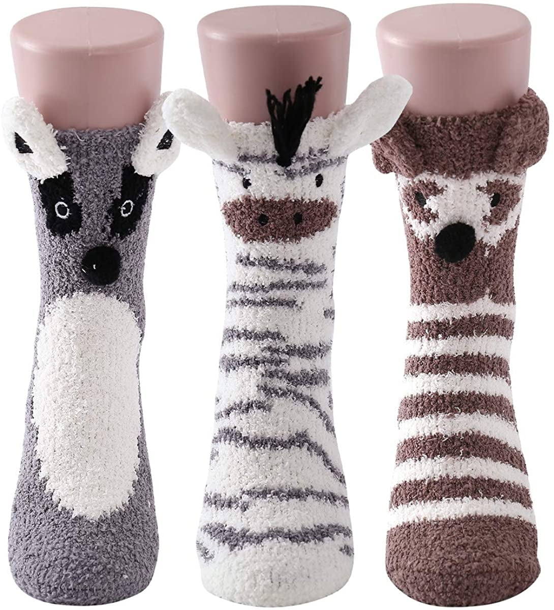 womens Soft Thickwarm Slipper Socks Grippers House Socks Non Slip Fuzzy
