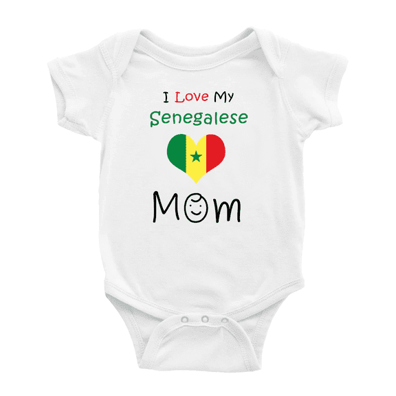 I Love My Senegalese Mom Baby Bodysuits Newborn Clothes (White, 6-12 Months)