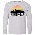 thumbnail image 3 of Inktastic Boston Massachusetts Skyline Sunset Long Sleeve Youth T-Shirt, 3 of 5