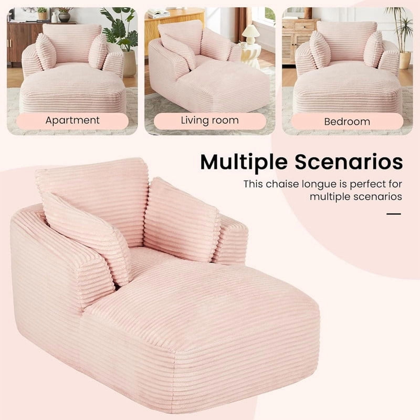 Modern Oversized Corduroy Chaise Lounge Chair, Corduroy Upholstered Modern Sleeper Sofa Lounger Chair for Living Room/Dorm/Apartment, 45.3''x64.6''