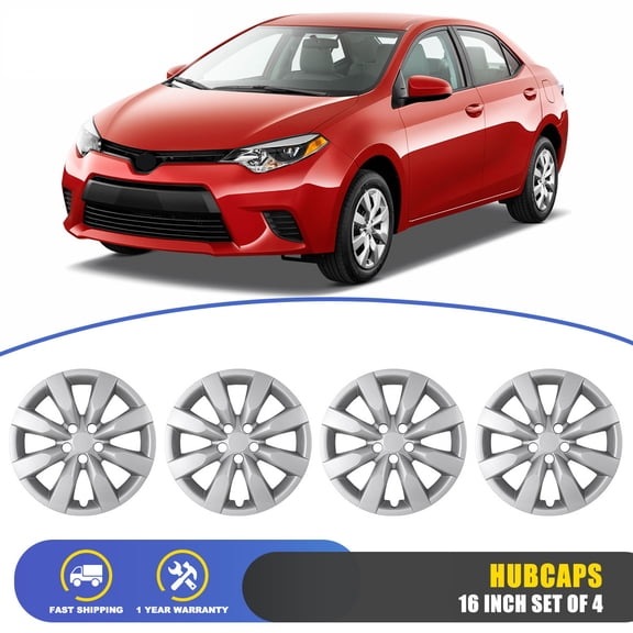 4 Pack 16 inch Wheel Cover Hubcap for 2014 2015 2016 Toyota Corolla,Snap-on Installation,Lacquer