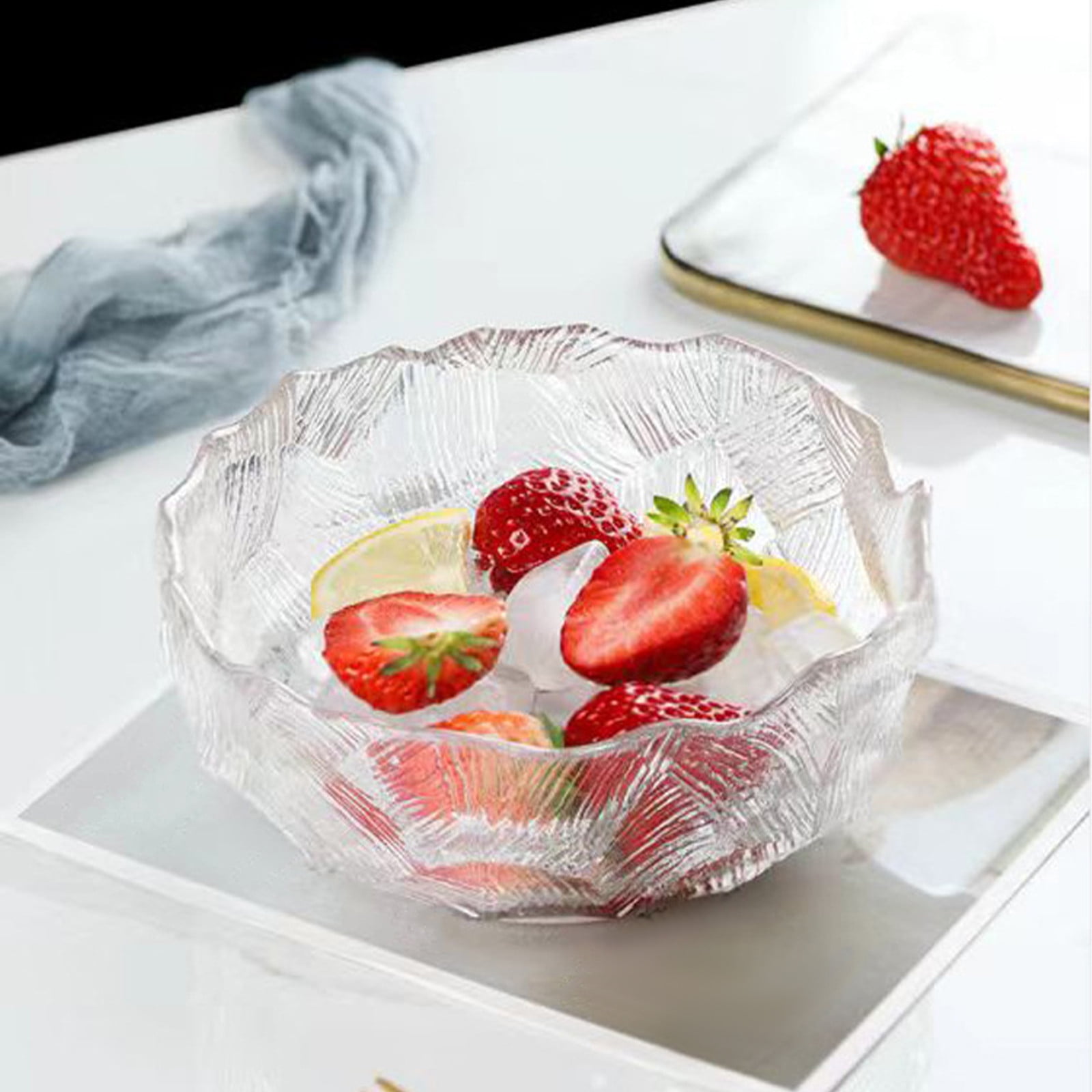 Jpxdew Crystal Glass Fruit Bowl Snack Bowl High Beauty Tableware Clear Storage Bowl for Living Room Household (6.3x3.74x2.87 inch)