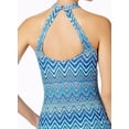 thumbnail image 2 of Island Escape BLUE Push up High-Neck Zig Zag Tankini Swim Top, US 10, 2 of 3