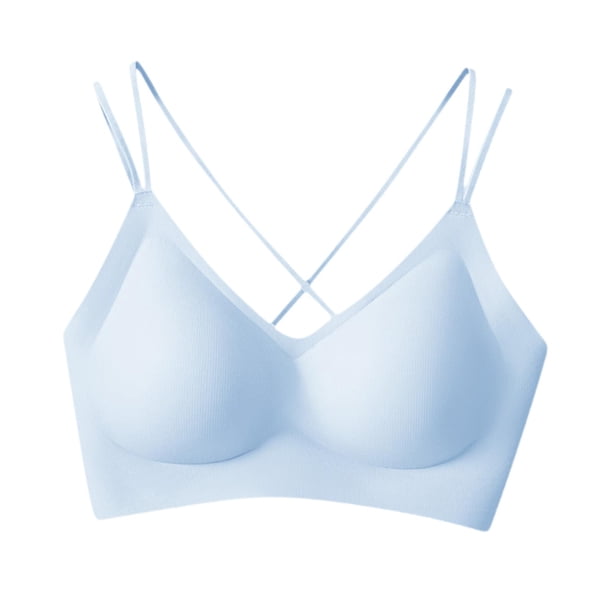 Bralettes con relleno, ropa interior para mujer con sensación de de verano, sujetadores sin aros, sujetador para mujer Azul