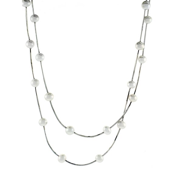 925 Sterling Silver 6mm Freshwater Pearl Chain Necklace