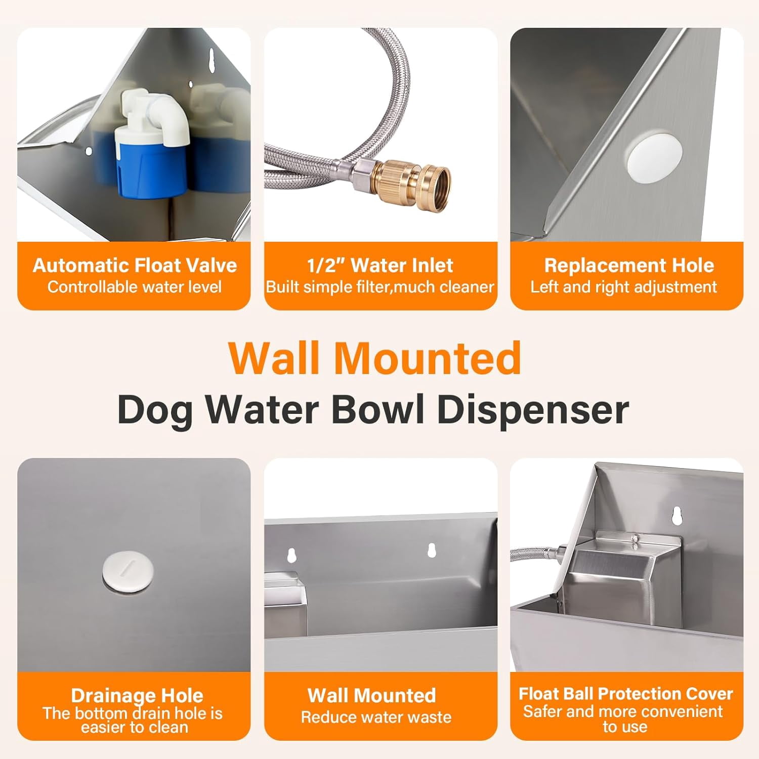 2Gal Automatic Dog Water Bowl Dispenser Auto Fill Dog Waterer Outdoor Livestock Water Trough Drinking Feeder for Large Breed Dogs Chicken Cat Horse Poultry Farm Animal