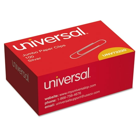Universal A7072220 Smooth Paper Clips - Jumbo Silver (100/Box 10 Boxes/Pack)