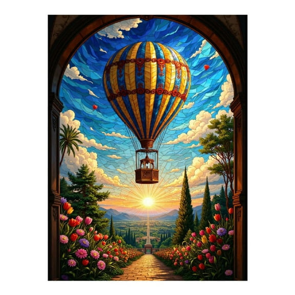 Diamond Art Kits for Adults - 5d Hot Air Balloon Sunset Landscape Diamond Painting for Adults, Diamond Art for Adults Beginners, Diamond Painting Kits for Adults for Home Wall Decor
