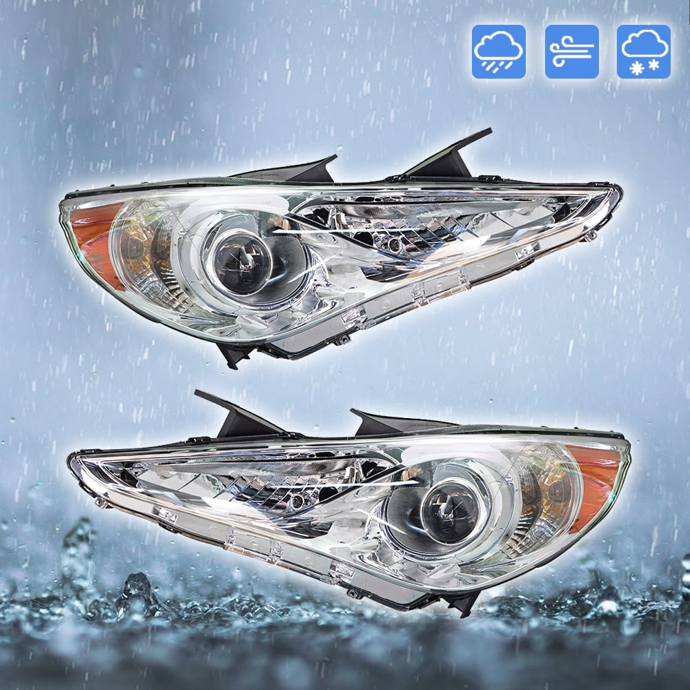Labwork 2pcs Headlights Assembly Headlamps Housing L&R Fit for 2011 2012 2013 2014 Hyundai Sonata