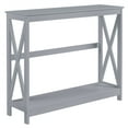 thumbnail image 2 of Alden Design 2-Tier X Design Wood Console Table with Shelf for Entryway Living Room, Gray, 2 of 10