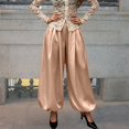 thumbnail image 2 of Outfmvch Womens Lantern Pants High Waisted Front Pleats Loose Baggy Wide Leg Elastic Ankle Cuffs Hidden Pockets Dressy Work Evening Summer Boho Travel Outfits Brown M, 2 of 4