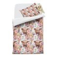 thumbnail image 2 of Flower and Highland Cow Duvet Cover and Pillowcase Set for Single Bedding, Bedroom Accessories for Kids Teens, 2 of 5