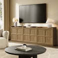 thumbnail image 4 of SICOTAS 33.7"W Sideboard Buffet Cabinet Set of 2, Farmhouse Accent Cabinet with Doors and Adjustable Shelf, Small Modular Storage Cabinet for Entryway, Living Room, Kitchen, Brown Oak, 4 of 12