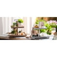 thumbnail image 3 of Tiered Tray for Table Decor: 2 Tier Serving Stand Farmhouse Decorative Tray for Coffee Bar Centerpiece Rectangle Wood Display Stands Kitchen Counter (Rustic White), 3 of 9