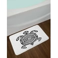 thumbnail image 2 of Black and White Bath Mat, Monochrome Turtle with Spiral and Stripes on Bullseye Pattern Shell, Plush Bathroom Decor Mat with Non Slip Backing, 29.5" X 17.5", Black and White, by Ambesonne, 2 of 2