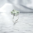 thumbnail image 4 of Gem Stone King 925 Sterling Silver Green Prasiolite and White Lab Grown Diamond Ring for Women (6.68 Cttw, Emerald Cut Checkerboard 14x10MM, Gemstone Birthstone, Size 5), 4 of 4