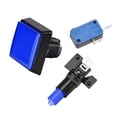 thumbnail image 3 of Juego Botón de Presión 50x50 Cuadrado 12V Interruptor de Botón Iluminado LED con Microinterruptor para Videojuegos Arcade Azul 1 pieza, 3 of 5