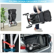 ZENY Three Wheels Pet Stroller, 360 Rotation, Folding Convertible Design, Black
