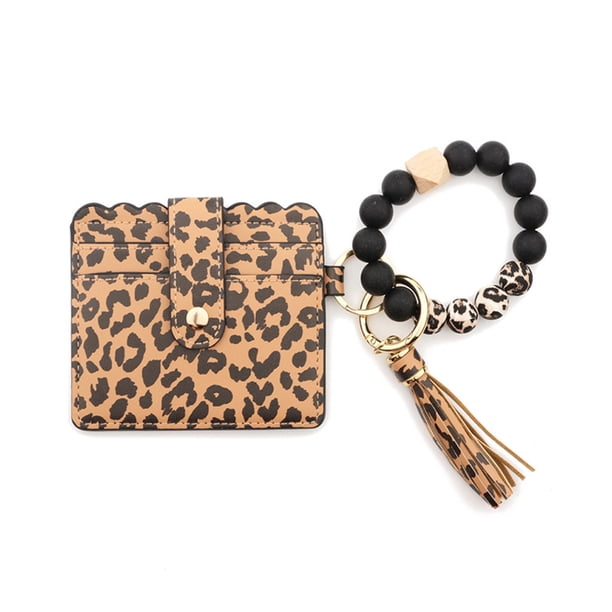 Minnieouse LLavero de mujer con borla, cartera, llavero a la moda, botón a presión, tarjetero, brazalete, pulsera, llavero, accesorio colgante Ropa, zapatos y accesorios Miscelánea Leopardo Minnieouse AP014087-10