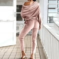 thumbnail image 2 of CILENON Yoga Sets for Women Women's Casual Solid Color Long Sleeved off Shoulder Sweatershirt Sports Suit Two Piece Travel Outfits for Women Two Piece Sweatsuit Sets for Women (Pink,XXL), 2 of 6