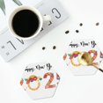 thumbnail image 4 of Fuzoiu 2025 New Year'S Print Leather Coasters Set,Drink Coasters Set of 4,for Tabletop Protection, Durable PVC Coasters,Home Décor and Housewarming Gift-Hexagon, 4 of 6