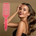 thumbnail image 3 of Unique Bargains 1Pc Wide Curved Vented Hair Brush Detangle Brush for Tangles and Knots Hair Brush for Men and Women Rose Red, 3 of 7