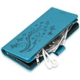 thumbnail image 5 of Wallet Case for Samsung Galaxy Note 20 Ultra, Premium PU Leather Magnetic Closure Flower Pattern Handbag Zipper Pocket Case Kickstand Card Holder Slots Shockproof Flip Cover - Blue, 5 of 16
