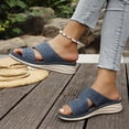 thumbnail image 4 of Dakaela Orthopedic Wedge Sandals for Women 2026 Comfortable Hollow out Bohemian Platform Summer Beach Slip on Slides with Arch Support Blue 8.5, 4 of 8